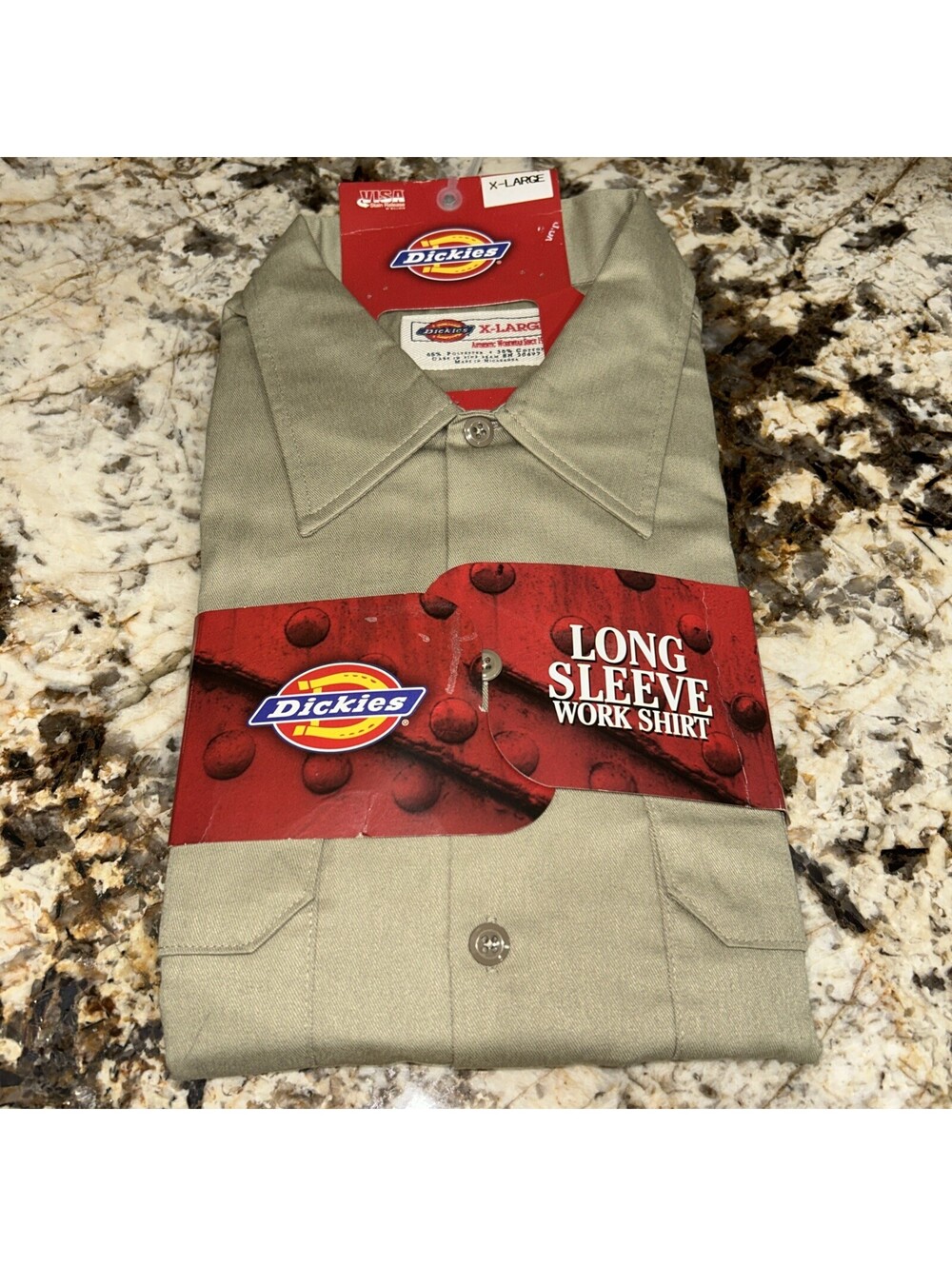 Dickies Mens Long Sleeve Work Shirt Khaki Tan X-Large, New Uniform Rugged